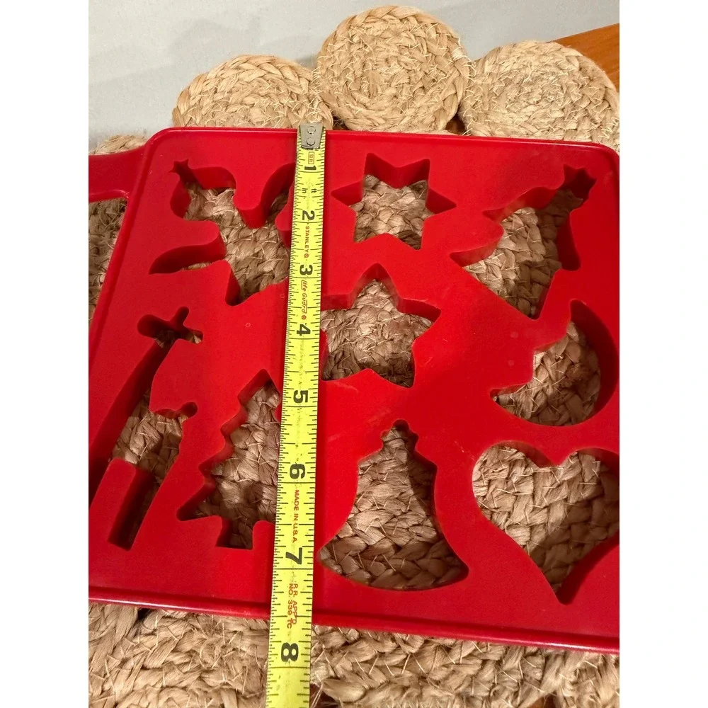 Vintage Tupperware Christmas Holiday Cookie Cutter Sheet Red Plastic 13 Inch